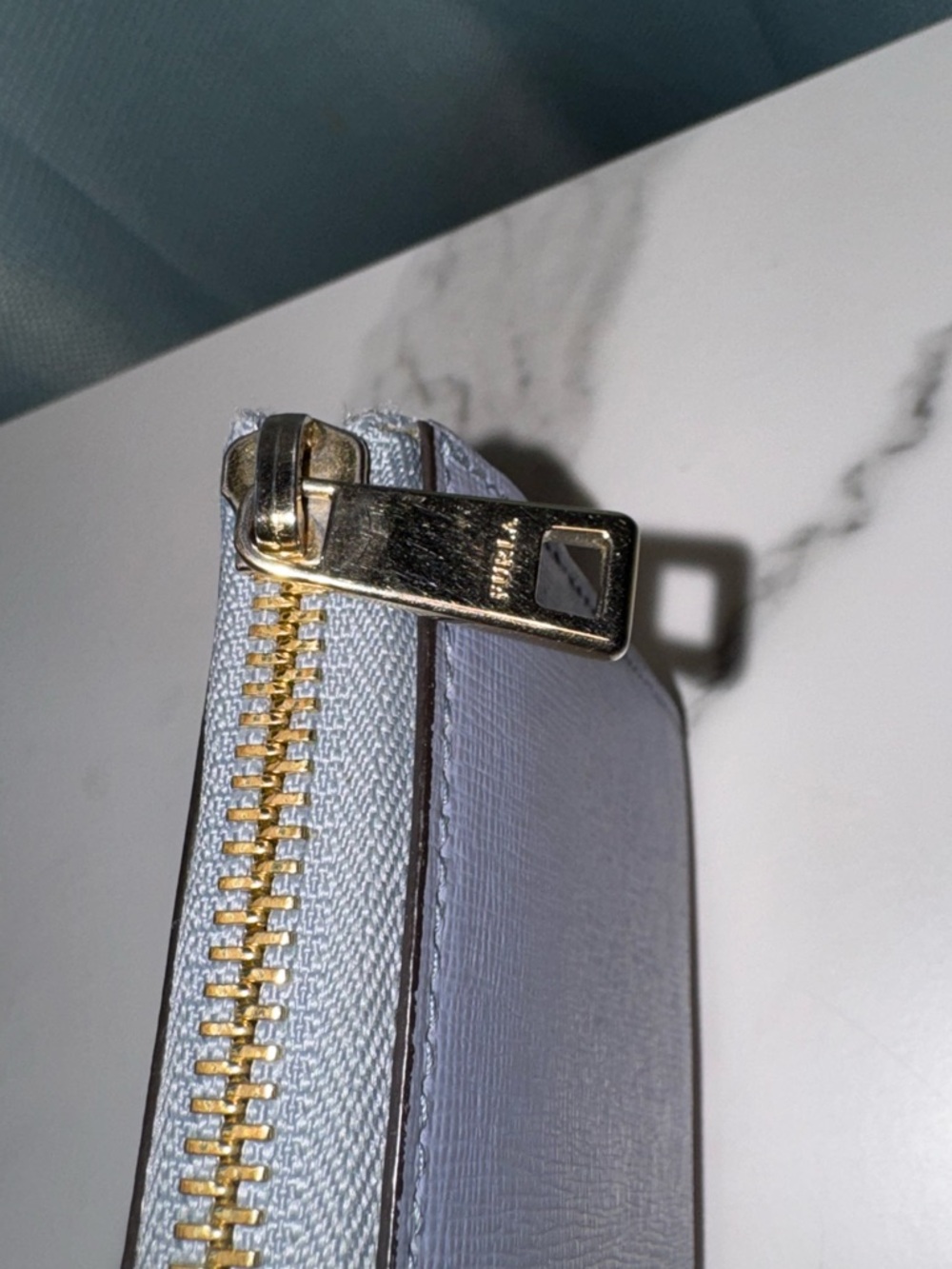 Furla Periwinkle Saffiano Three-Quarter Zip Wallet - Picture 7 of 11